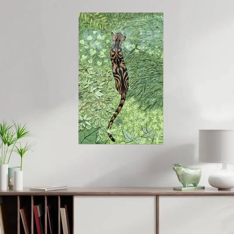 モダンな抽象プリント ガラス: エレガントなボヘミアン グリーン デザイン