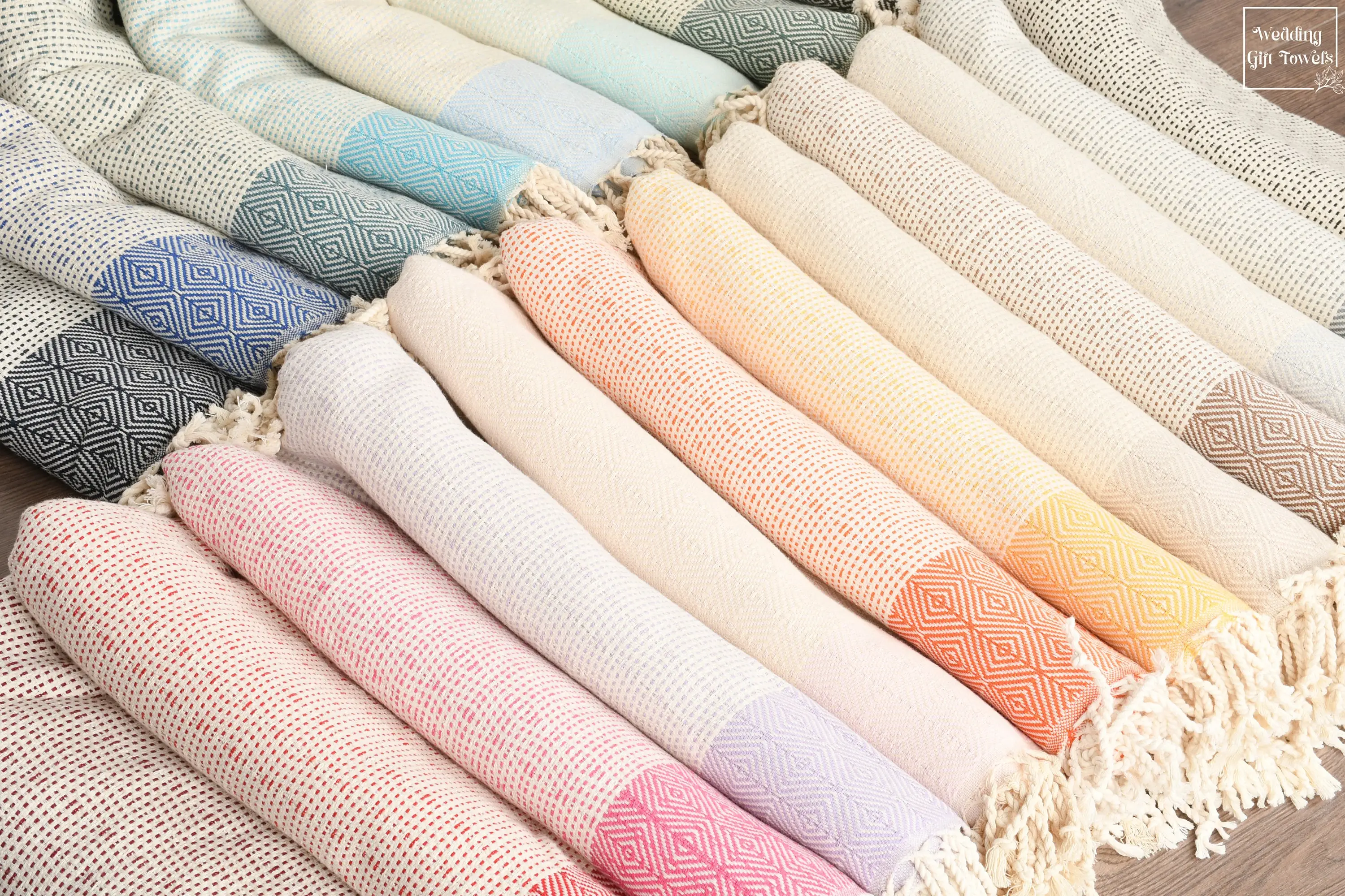 Personalized Turkish Cotton Towel for Wedding, Beige, 70x40 Inches - 1