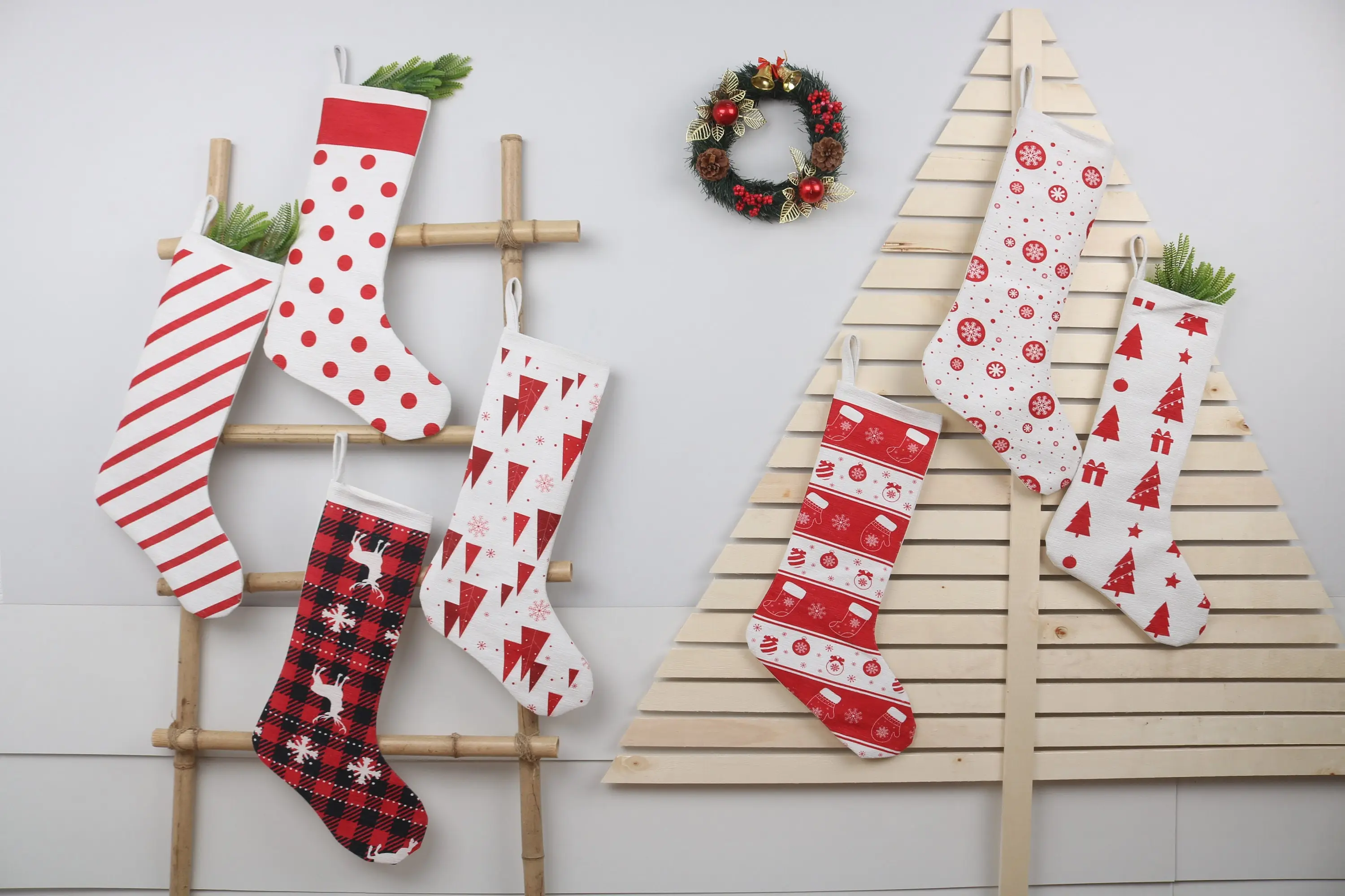 22 Inch Christmas Ornaments Pattern Stocking, Festive Holiday Stocking - 1