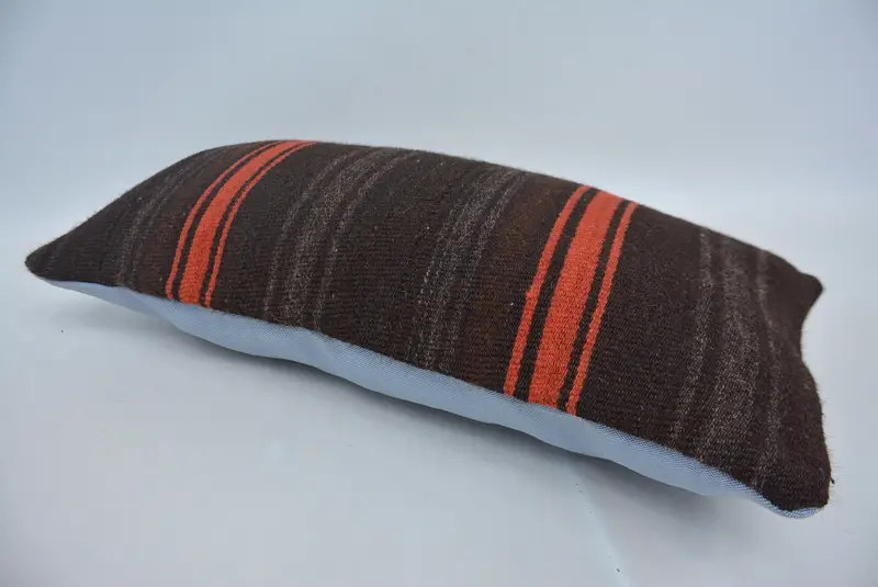 Boho Pillow, Wool Kilim Pillow Cushion Cover, Home Decor Pillow, 12x24 Brown Pillow Sham, Bench Pillow, Pillow Case, Pillow for Couch - 6