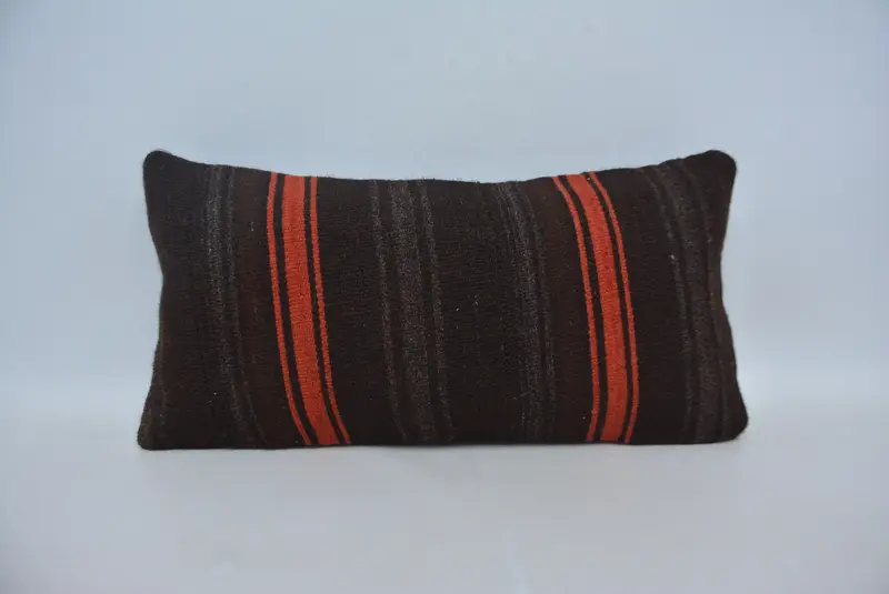 Boho Pillow, Wool Kilim Pillow Cushion Cover, Home Decor Pillow, 12x24 Brown Pillow Sham, Bench Pillow, Pillow Case, Pillow for Couch - 1