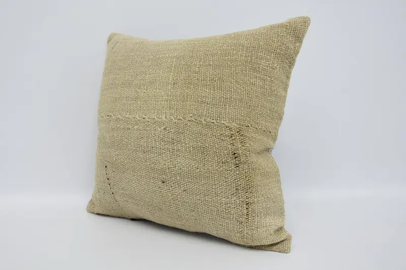Art Deco Pillow Cover, Kilim Cushion Sham, Pillow for Couch, Vintage Pillow, 16x16 Beige Cushion, Pillow Sham, Farmhouse Cushion - 4