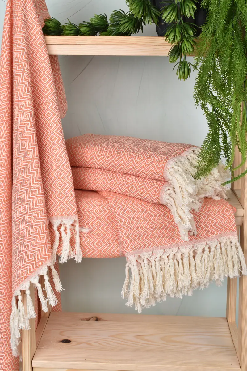 70x38 Cotton Diamond Towel, Handmade Gift, Beach Towel Gift, Organic Turkish towel, Summer Gift Ideas, Embroidered Turkish Towel, Bridal Party Gifts - 6