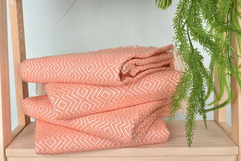70x38 Cotton Diamond Towel, Handmade Gift, Beach Towel Gift, Organic Turkish towel, Summer Gift Ideas, Embroidered Turkish Towel, Bridal Party Gifts - 7