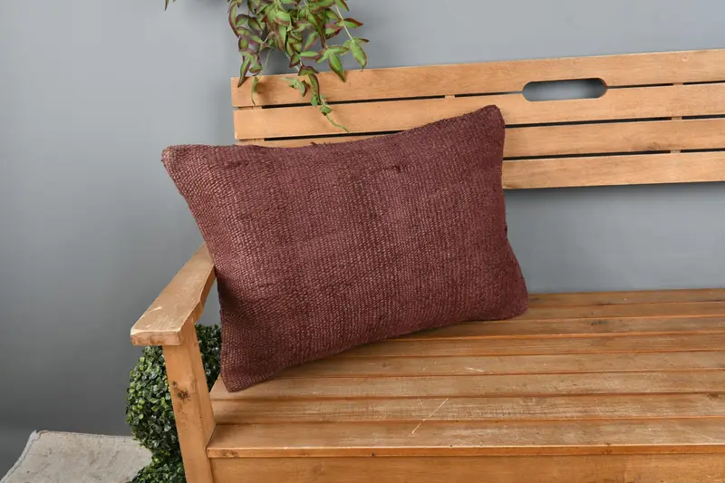 Pillow, Kilim Pillow, Turkish Pillow, Pet Pillow Sham, Pillow for Sofa, Turkish Corner Pillow Cover, 16x24 Brown Cushion Cover - 1