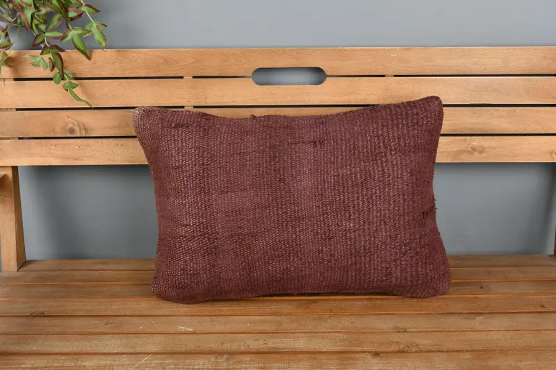 Pillow, Kilim Pillow, Turkish Pillow, Pet Pillow Sham, Pillow for Sofa, Turkish Corner Pillow Cover, 16x24 Brown Cushion Cover - 6
