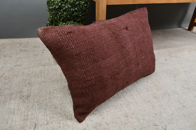 Pillow, Kilim Pillow, Turkish Pillow, Pet Pillow Sham, Pillow for Sofa, Turkish Corner Pillow Cover, 16x24 Brown Cushion Cover - 7