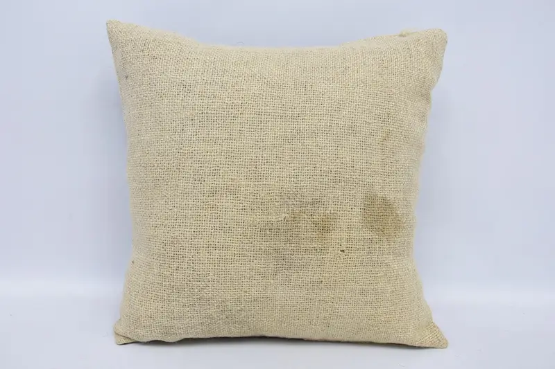 16x16 inch Turkish Moroccan Cushion Cover, Plaid FloorBeige Coastal Euro Sham - 1
