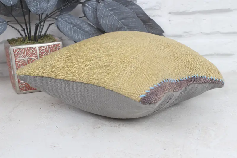 Pillow Case, Patio Cushion Case, Kilim Cushion Sham, Vintage Kilim Throw Pillow, 12x12 Beige Cushion Case, Rustic Cushion, Boho Pillow - 6