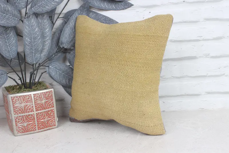 Pillow Case, Patio Cushion Case, Kilim Cushion Sham, Vintage Kilim Throw Pillow, 12x12 Beige Cushion Case, Rustic Cushion, Boho Pillow - 3