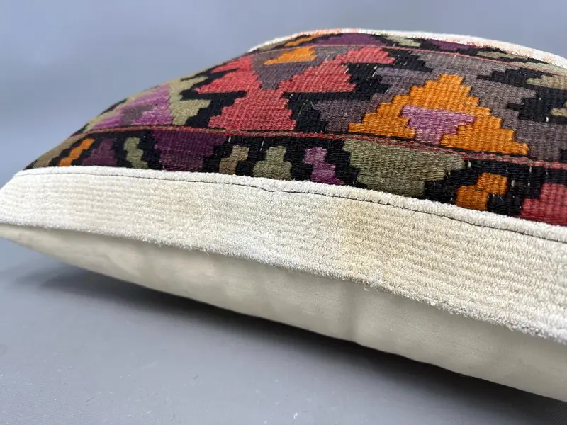 Couch Pillow Cover, Pillow Case, Accent Throw Cushion Case, Vintage Kilim Throw Pillow, Antique Pillows, Vintage Pillow, 24x24 Beige Pillow - 6