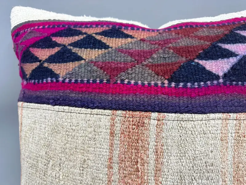 Couch Pillow Cover, Pillow Case, Accent Throw Cushion Case, Vintage Kilim Throw Pillow, Antique Pillows, Vintage Pillow, 24x24 Beige Pillow - 5