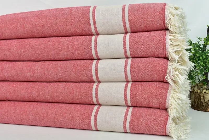 Turkish Bedcover, Decorative Blanket, 70x60 Cotton Striped Towel, Turkish Blanket, Personalized Bridesmaid Gift, Shower Curtain, Boho Throw Blankets - 3