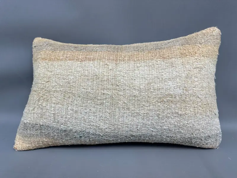 Boho Pillow Sham Cover, 12x20 Beige Pillow Case, Pillow Case, Throw Kilim Pillow, Bright Pillow Case, Antique Pillows, Seat Cushion - 4