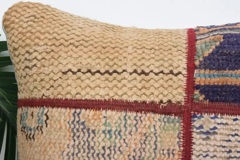 Vintage Kilim Pillow, 16x16 Beige Cushion, Ethnical Kilim Rug Pillow, Wool Kilim Pillow Pillow Cover, Boho Pillow Sham Cover, Pillow Cover - 2