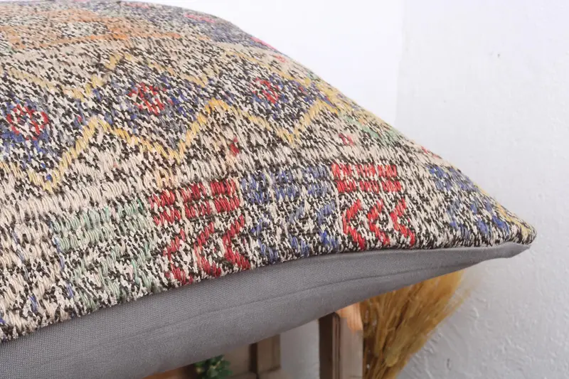 Farmhouse Pillow Cover, Handmade Kilim Cushion, Turkish Pillow, Vintage Kilim Pillow Pillow, Pillow for Sofa, 28x28 Beige Cushion Cover, Pillow - 6