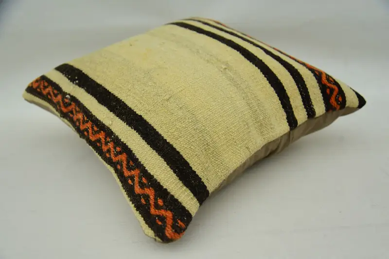 Boho Pillow, Vintage Kilim Throw Pillow, Cushion Case, 16x16 Beige Pillow Cover, Square Throw Pillow Cover, Pillow for Couch - 6