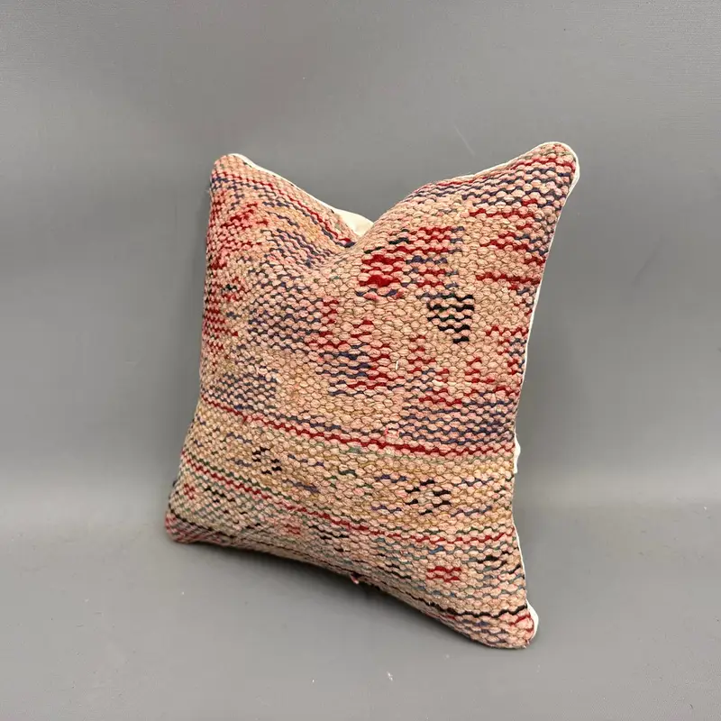 Antique Pillows, 12x12 Red Pillow Sham, Turkish Kilim Pillow, Vintage Kilim Pillow, Ikat Pillow Sham, Toss Cushion Case, Pillow Sham - 3