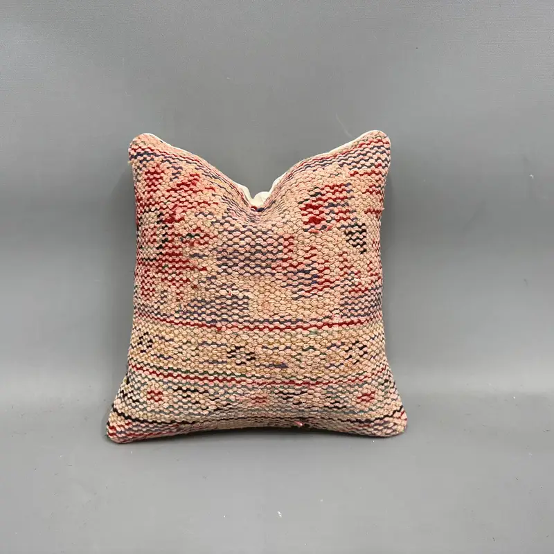 Antique Pillows, 12x12 Red Pillow Sham, Turkish Kilim Pillow, Vintage Kilim Pillow, Ikat Pillow Sham, Toss Cushion Case, Pillow Sham - 1