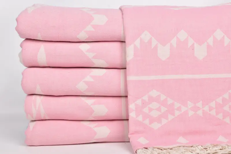 70x60 Cotton Geometric Towel, Custom Gift, Woven Blanket, Bedspread, Valentine Day Gift For Her, Bachelorette Gifts, First Wedding Anniversary Gift - 2
