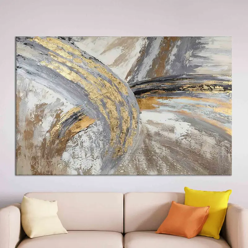 Lienzo contemporáneo de mármol dorado: impresión de arte abstracto de lujo