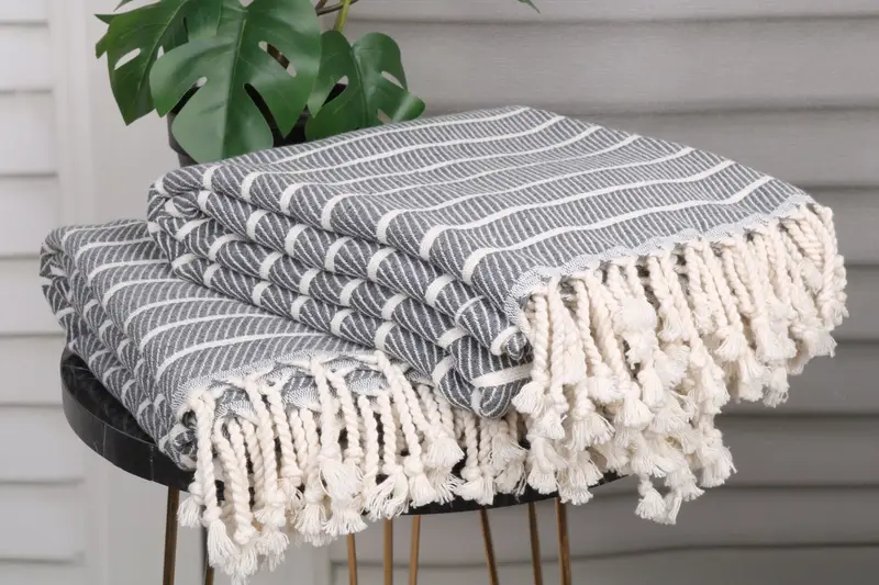 Personalized Bridesmaid Gift, Bride Gift, Bath towel, Thin and lightweight Turkish peshtemal, 70x40 Bamboo Herringbone Towel, Hammam towel - 3