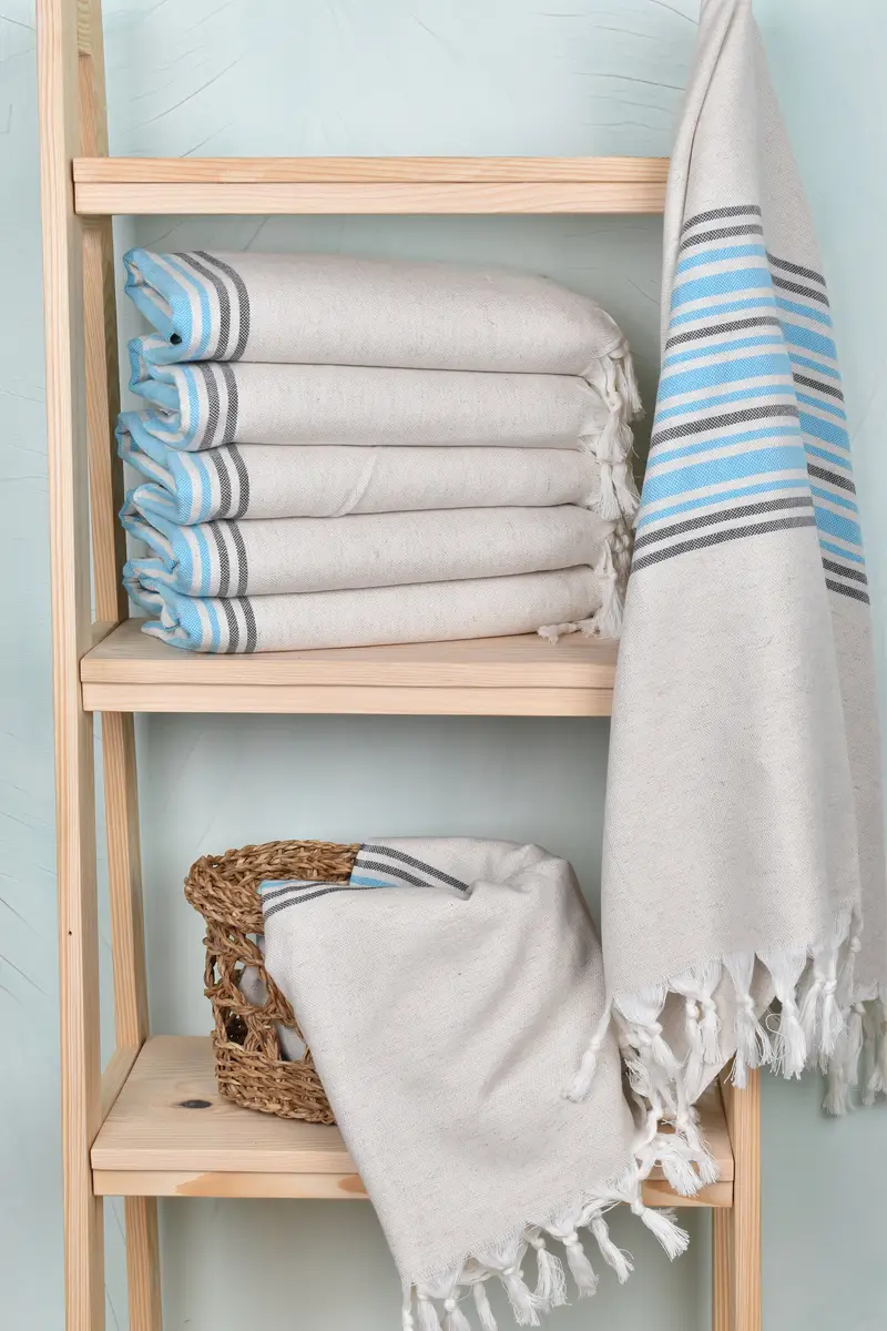 Monogram Beach Towel, Sand-free towel, 70x40 Linen Striped Towel, Oversized Beach Towel, Bridesmaid Favors, Bachelor Bachelorette Party Favors - 3