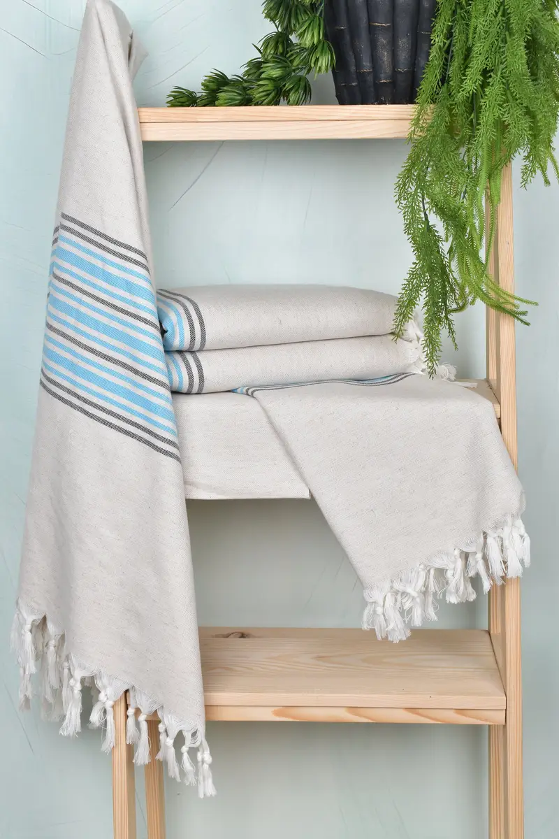 Monogram Beach Towel, Sand-free towel, 70x40 Linen Striped Towel, Oversized Beach Towel, Bridesmaid Favors, Bachelor Bachelorette Party Favors - 6