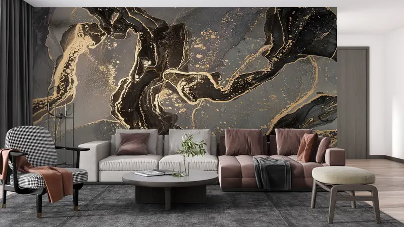 Abstract Marble Wall Paper, 3d Wall Paper, , Paper Wall Art, Wall Paper Peel and Stick, Gray Marble Wall Paper, - 6