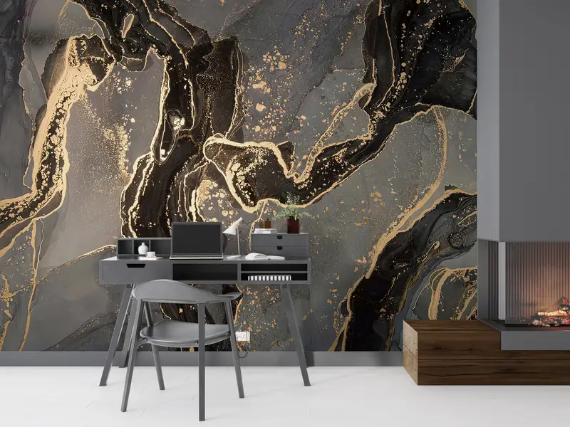 Abstract Marble Wall Paper, 3d Wall Paper, , Paper Wall Art, Wall Paper Peel and Stick, Gray Marble Wall Paper, - 4