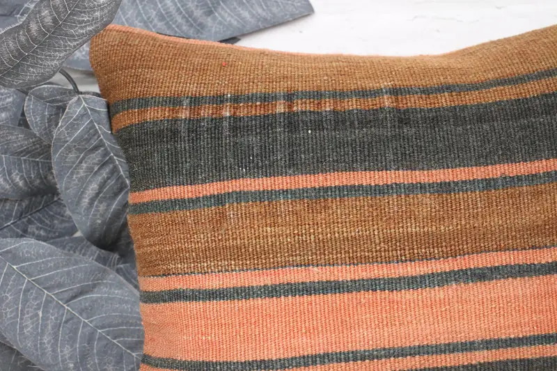 Pattern Throw Pillow, Interior Designer Pillow, Pillow Sham, 14x14 Brown Pillow Sham, Ethnical Kilim Rug Pillow, Boho Pillow Sham Cover - 2