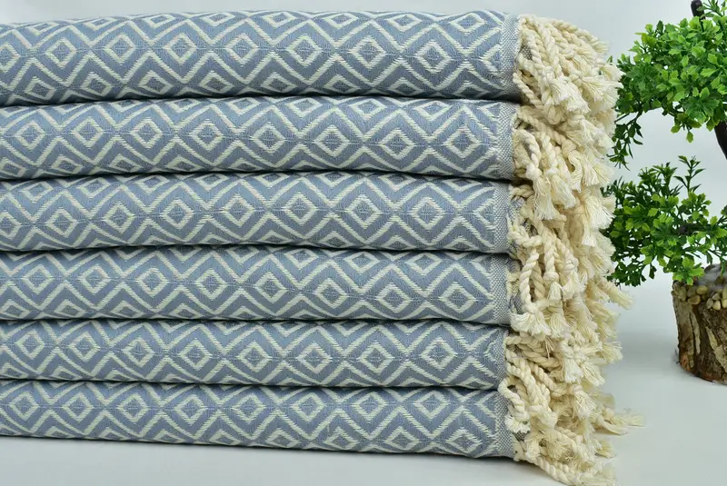 Bride Gift, Peshtemal Towel, Custom Towel, Holiday Towel, Handwoven organic Turkish towel for spa, 70x40 Cotton Diamond Towel, Beach towel - 3