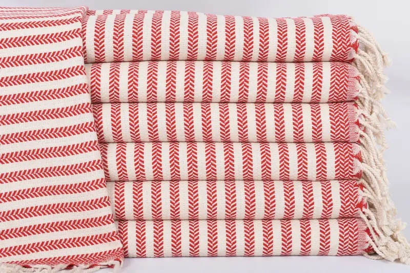 Monogrammed Hand Towel Turkish Cotton Red Chevron, 40x18 Inches