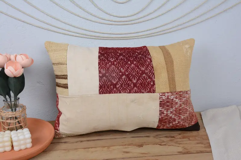 Kilim Pillow Cover, Antique Pillows, Pillow Cover, Throw Kilim Pillow, Garden Cushion, Aesthetic Pillow Case, 16x24 Yellow Pillow - 2