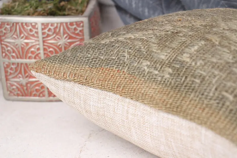 Muted Pillow Sham, Kilim Cushion Sham, Turkish Pillow, Yoga Cushion, Cushion, Car Cushion, 12x12 Beige Pillow Cover, Handmade Kilim Cushion - 7