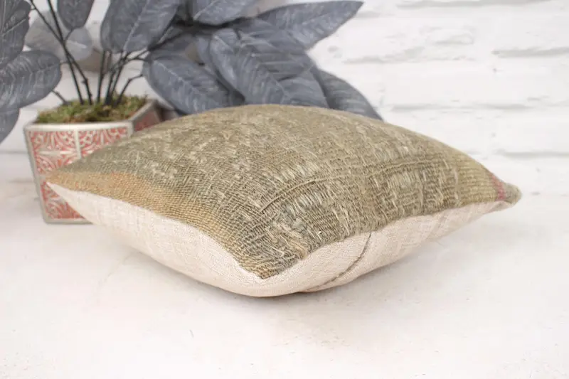 Muted Pillow Sham, Kilim Cushion Sham, Turkish Pillow, Yoga Cushion, Cushion, Car Cushion, 12x12 Beige Pillow Cover, Handmade Kilim Cushion - 6