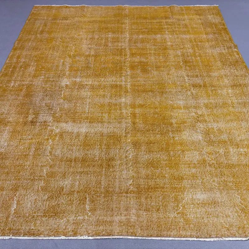 Vibrant Yellow Rug, 0.8x10.9 ft Plant & Tree Pattern