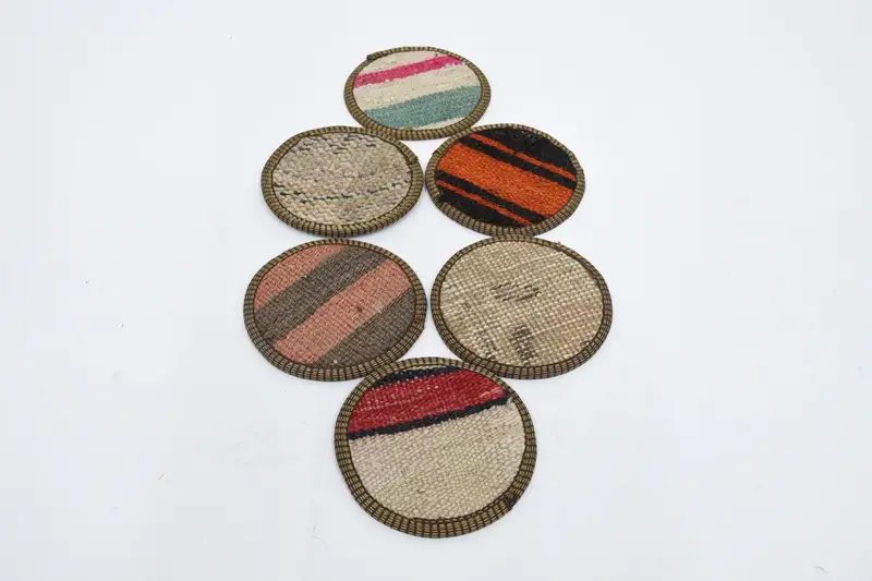 Orange und Beige gestreifter Untersetzer, langlebiger Kelim-Untersetzer