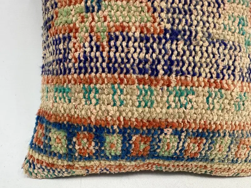 12x12 Blue Pillow Sham, Designer Throw Cushion Case, Pillow, Vintage Pillow, Vintage Kilim Pillow, Sofa Bolster Pillow Sham, Kilim Pillow - 2