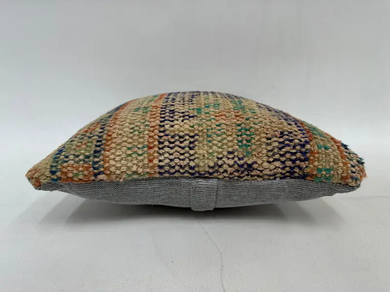 12x12 Blue Pillow Sham, Designer Throw Cushion Case, Pillow, Vintage Pillow, Vintage Kilim Pillow, Sofa Bolster Pillow Sham, Kilim Pillow - 5