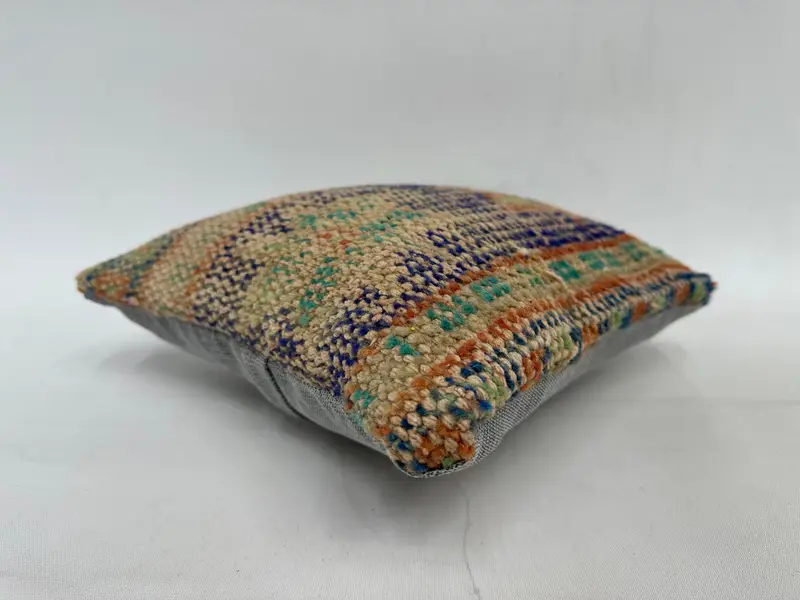 12x12 Blue Pillow Sham, Designer Throw Cushion Case, Pillow, Vintage Pillow, Vintage Kilim Pillow, Sofa Bolster Pillow Sham, Kilim Pillow - 6