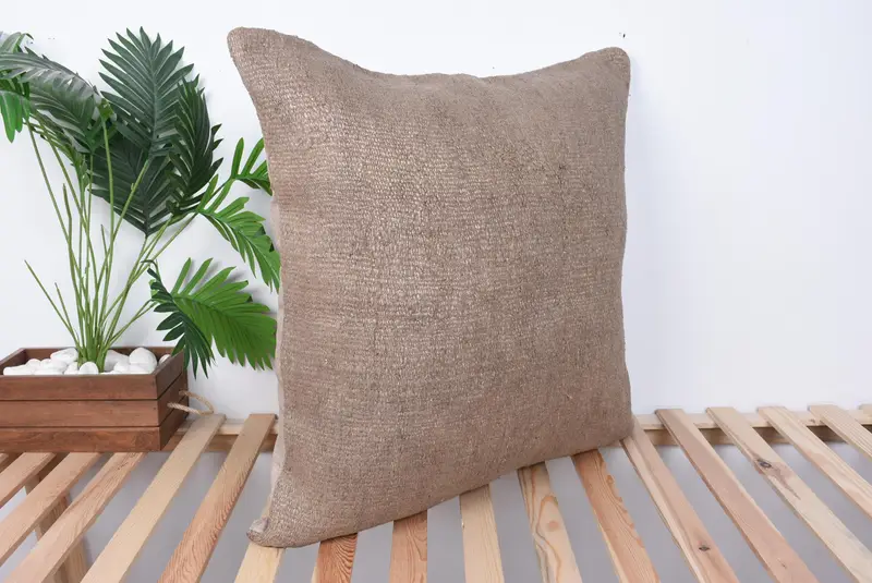 Turkish Pillow, Vintage Pillow, 28x28 Brown Pillow, Pillow Sham, Outdoor Cushion, Handmade Cushion Case, Ethnical Kilim Rug Pillow - 4