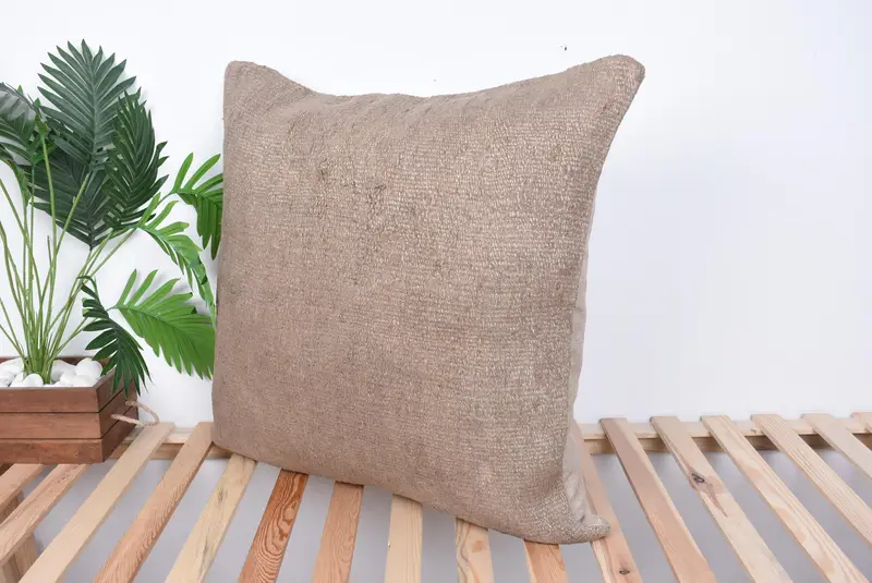 Turkish Pillow, Vintage Pillow, 28x28 Brown Pillow, Pillow Sham, Outdoor Cushion, Handmade Cushion Case, Ethnical Kilim Rug Pillow - 5