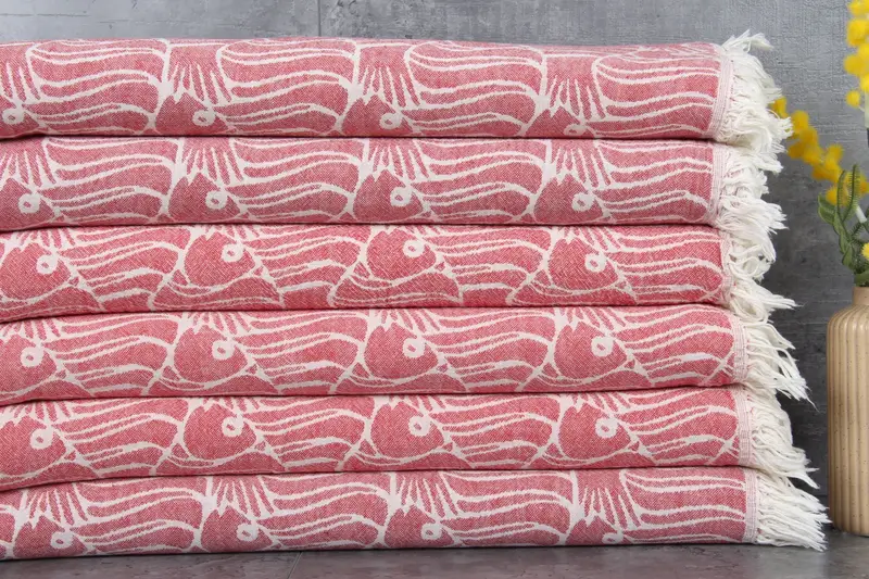 Animal Print Dish Towel, Bridesmaid Gift, Red Turkish Cotton, 24x40 Inches