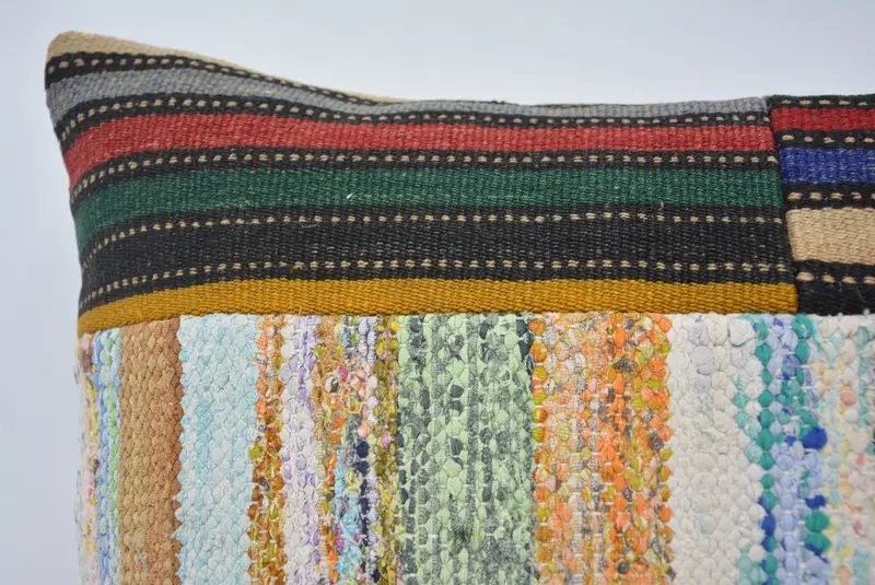 Throw Kilim Pillow, Decorative Throw Cushion, Couch Pillow, Kilim Pillow Cover, Pillow for Couch, 16x24 Green Cushion Case, Pillow Sham - 2