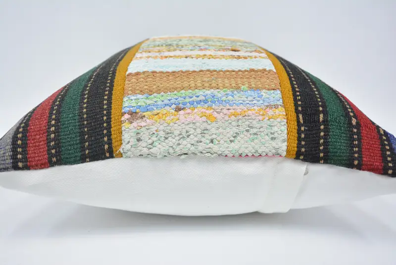 Throw Kilim Pillow, Decorative Throw Cushion, Couch Pillow, Kilim Pillow Cover, Pillow for Couch, 16x24 Green Cushion Case, Pillow Sham - 5