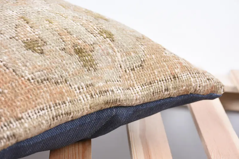 14x14 Beige Pillow Case, Antique Pillows, Handmade Kilim Cushion, Pillow Cover, Natural Cushion Cover, Vintage Pillow, Pastel Cushion Case - 7
