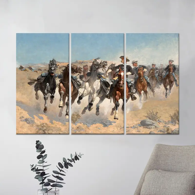 Frederic Remington Koşan Atlar Kanvas Tablo Baskı - At Lover Hediyesi