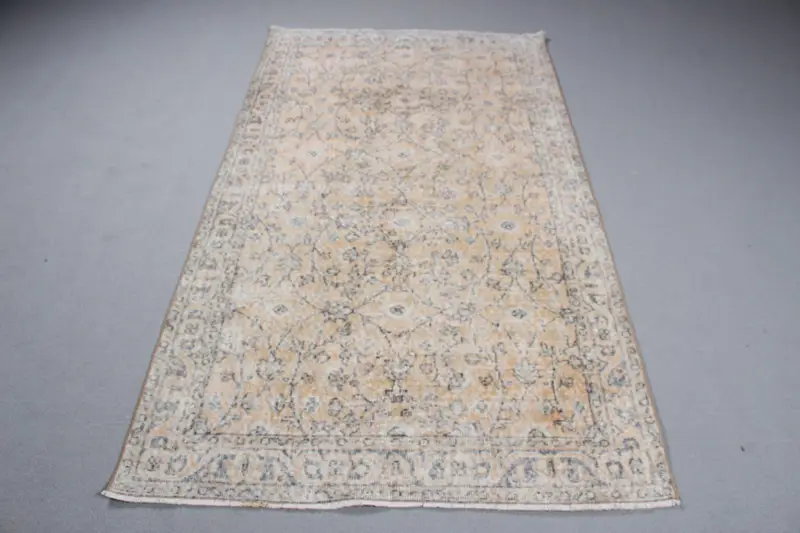 Sarı Ombré Halı, 3,9x7 ft Canlı Yeşil Vurgulu