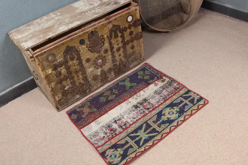 Alfombra persa azul, 60 x 80 cm, elegante azul y beige